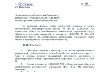 Ознакомительная документация об организации работы по возобновлению деятельности МАУ «СШ НВР»